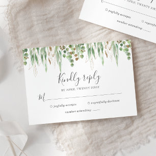 Tarjeta De Confirmación De Asistencia Watercolor Eucalyptus Greenery Boda moderno
