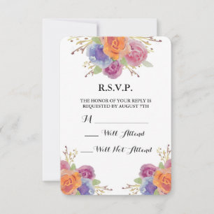 Tarjeta De Confirmación De Asistencia Watercolor Floral Bright R.S.V.P.