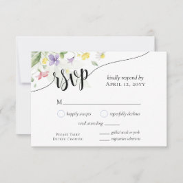 Tarjeta De Confirmación De Asistencia Watercolor Flores silvestres Cena Elección Boda Az