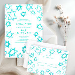 Tarjeta De Confirmación De Asistencia Watercolor Guay Aqua Star of David Bar Bat Mitzvah<br><div class="desc">La respuesta perfecta: tarjeta RSVP para un murciélago mitzvah, bar mitzvah u otra celebración judía! Hand hizo arte acuarela por ti en la parte delantera y trasera. ¡TODO PERSONALIZABLE! Haga clic en "Personalizar" para editar el texto. Haga clic en "editar usando la herramienta de diseño" para ajustar las fuentes, colores...</div>