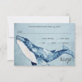 Tarjeta De Confirmación De Asistencia Watercolor Humpback Whale Nautical Beach Wedding