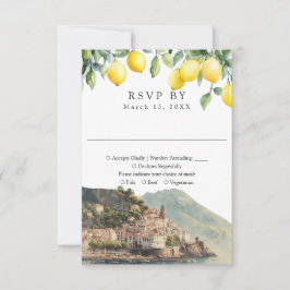 Tarjeta De Confirmación De Asistencia Watercolor Lemons Amalfi Coast Italy Wedding