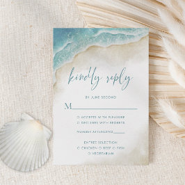 Tarjeta De Confirmación De Asistencia Watercolor Ocean Beach Summer Wedding