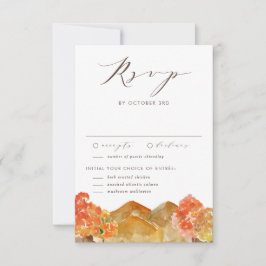 Tarjeta De Confirmación De Asistencia Watercolor Otoño Scenery Boda Caída