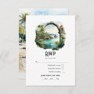 Tarjeta De Confirmación De Asistencia Watercolor Península de Samaná Boda de Destino