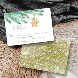 Tarjeta De Confirmación De Asistencia Watercolor Pine Boughs Navidades Boda de Invierno