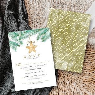 Tarjeta De Confirmación De Asistencia Watercolor Pine Boughs Navidades Boda de Invierno