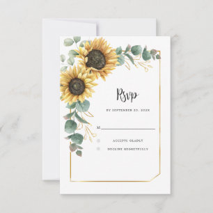 Tarjeta De Confirmación De Asistencia Watercolor Sunflower Floral Boda