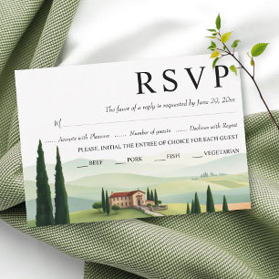 Tarjeta De Confirmación De Asistencia Watercolor Toscana Italia boda
