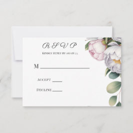 Tarjeta De Confirmación De Asistencia Watercolor White Peonies Wedding