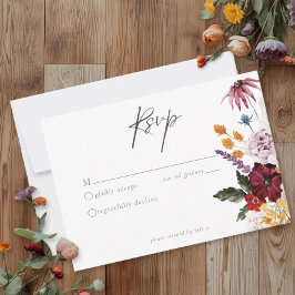 Tarjeta De Confirmación De Asistencia Watercolor Wildflower Butterfly Modern Wedding