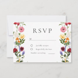 Tarjeta De Confirmación De Asistencia Watercolor Wildflowers Spring Summer Wedding