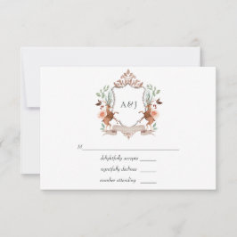 Tarjeta De Confirmación De Asistencia Watercolor Woodland Laurel Escudo Monograma Boda