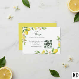 Tarjeta De Confirmación De Asistencia Watercolor Wreath Mediterranean Citrus Wedding