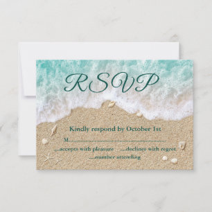 Tarjeta De Confirmación De Asistencia Waves de playa Sandy Toes Salty Kisses Mrs & Mrs R