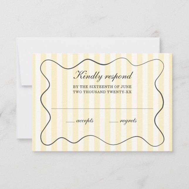 Tarjeta De Confirmación De Asistencia Wavy Frame Soft Yellow Striped Wedding  (Anverso)