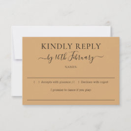 Tarjeta De Confirmación De Asistencia Wedding Burly Wood Sand Kindly Reply