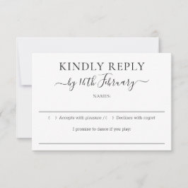 Tarjeta De Confirmación De Asistencia Wedding Formal Black Kindly Reply