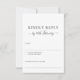 Tarjeta De Confirmación De Asistencia Wedding Formal Black Signature Kindly Reply