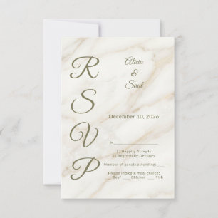 Tarjeta De Confirmación De Asistencia Wedding Marble and Laurel / Boda Mármol y Laurel