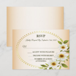 Tarjeta De Confirmación De Asistencia Wedding Rustic Golden Geometric White Floral Peach