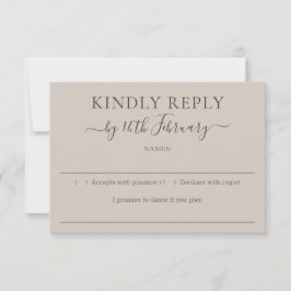 Tarjeta De Confirmación De Asistencia Wedding Soft Beige Kindly Reply
