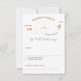 Tarjeta De Confirmación De Asistencia Wedding Travel Flight Plane Kindly Reply