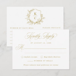 Tarjeta De Confirmación De Asistencia Wedding Vintage Classic Elegant Gold Meal Choice