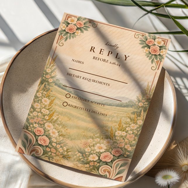 Tarjeta De Confirmación De Asistencia Western Desert Floral Arch Wedding (Subido por el creador)