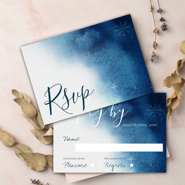 Tarjeta De Confirmación De Asistencia Whimsical Blue White Snflake Boda (Whimsical Blue White Snowflake Wedding RSVP Card)
