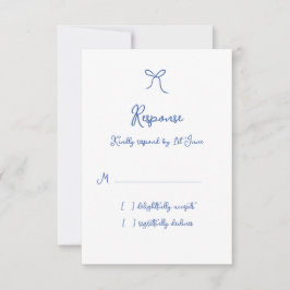 Tarjeta De Confirmación De Asistencia Whimsical Bow French Blue Boda