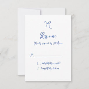 Tarjeta De Confirmación De Asistencia Whimsical Bow French Blue Boda