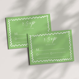 Tarjeta De Confirmación De Asistencia Whimsical Citrus Green Wavy Border Wedding