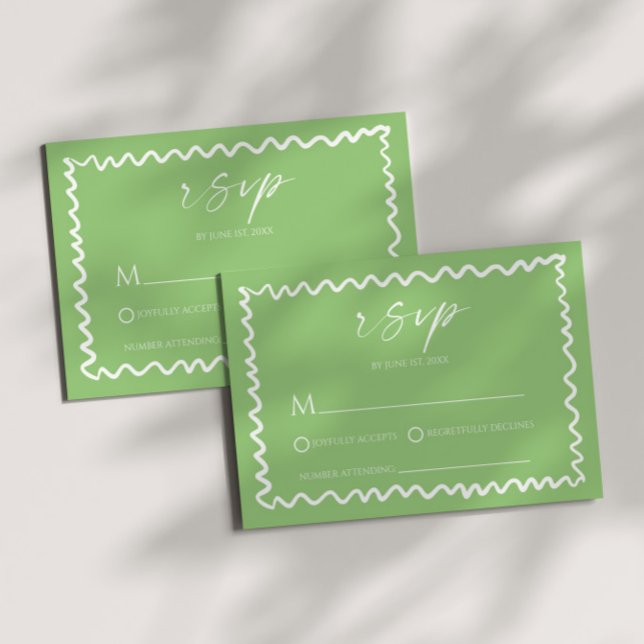 Tarjeta De Confirmación De Asistencia Whimsical Citrus Green Wavy Border Wedding (Subido por el creador)