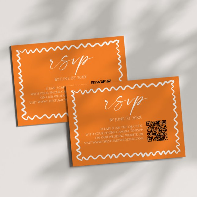 Tarjeta De Confirmación De Asistencia Whimsical Citrus Orange QR Code Wedding (Subido por el creador)