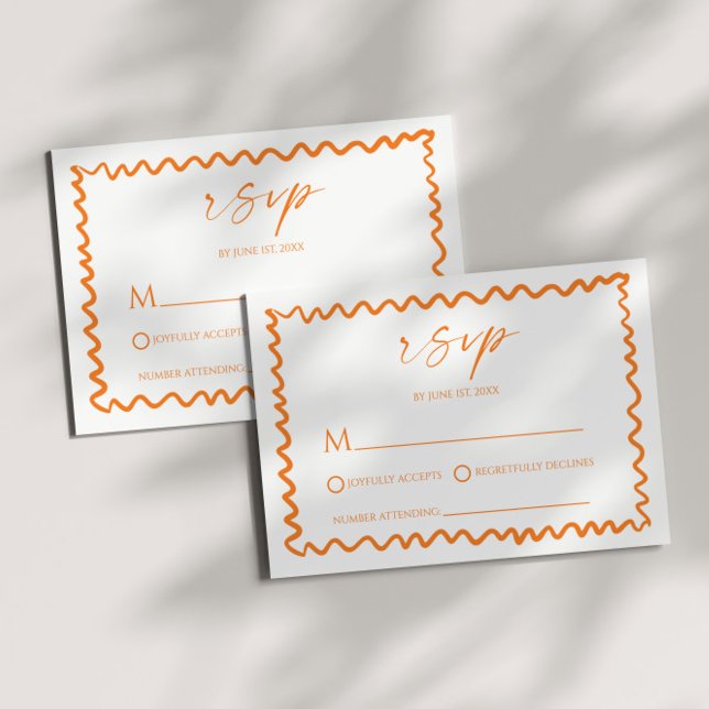Tarjeta De Confirmación De Asistencia Whimsical Citrus Orange Wavy Border Wedding (Subido por el creador)