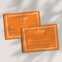 Tarjeta De Confirmación De Asistencia Whimsical Citrus Orange Wavy Border Wedding