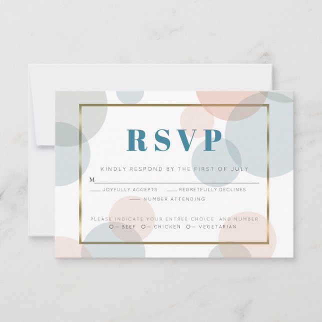 Tarjeta De Confirmación De Asistencia Whimsical Pastel Confetti Dots Comida Elección RSV (Anverso)