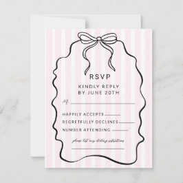 Tarjeta De Confirmación De Asistencia Whimsical Pinstripe Bow Boda