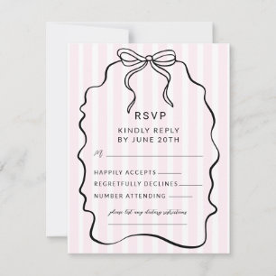 Tarjeta De Confirmación De Asistencia Whimsical Pinstripe Bow Boda