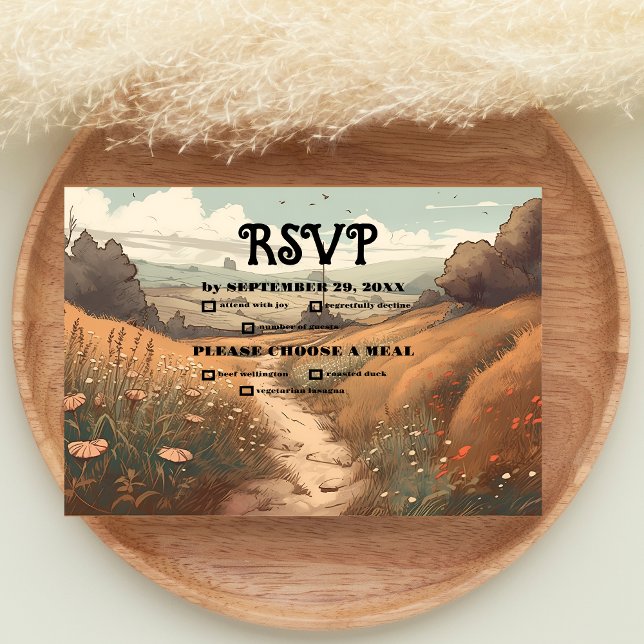 Tarjeta De Confirmación De Asistencia Whimsical Rustic Wildflower Meadow Boda (Subido por el creador)