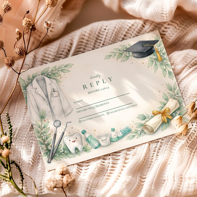 Tarjeta De Confirmación De Asistencia White Coat Dentist Graduation Celebration (Subido por el creador)