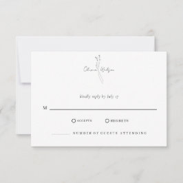 Tarjeta De Confirmación De Asistencia White Elegant Minimalist Botanical Wedding