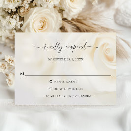 Tarjeta De Confirmación De Asistencia White Rose Elegant Script Wedding Response Card