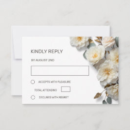 Tarjeta De Confirmación De Asistencia White Roses 3D Flowers