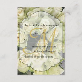 Tarjeta De Confirmación De Asistencia White Roses Champagne Rubor Boda Suite