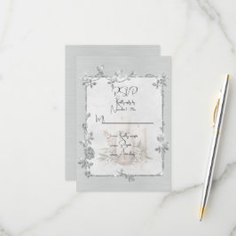 Tarjeta De Confirmación De Asistencia White Shiny Elegant Sparkly Frame 