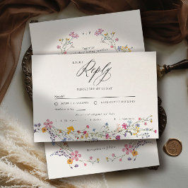 Tarjeta De Confirmación De Asistencia Wildflower Grace Watercolor Elegant Wedding Meal