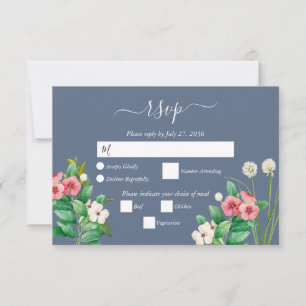 Tarjeta De Confirmación De Asistencia Wildflowers Periwinkle Dusty Blue Boda