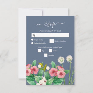 Tarjeta De Confirmación De Asistencia Wildflowers Periwinkle Dusty Blue Boda